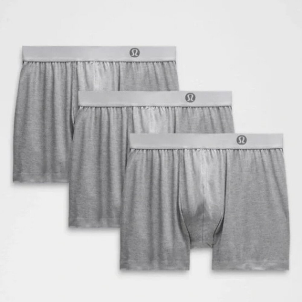 NWT Lululemon Always In Motion Boxer 5" *3 Pack Heathered Core Medium Grey